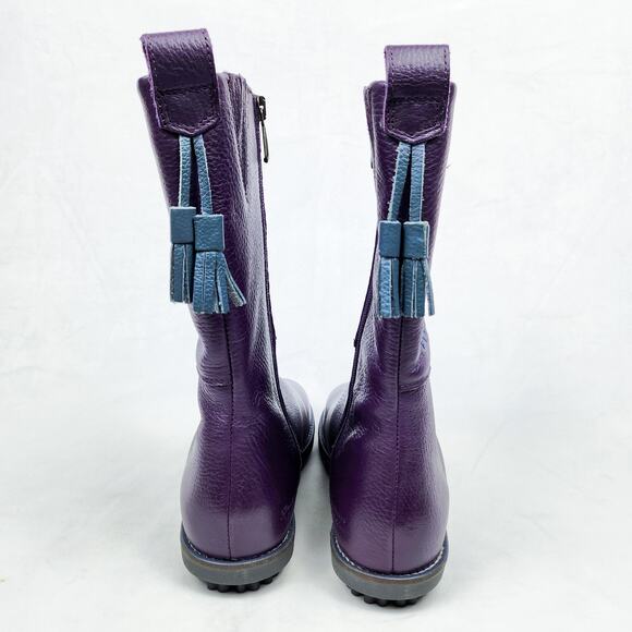 Gudrun Sjoden Purple Leather Boot Floral Embroidery Shabby Chic Boho Lagenlook - Picture 9 of 14